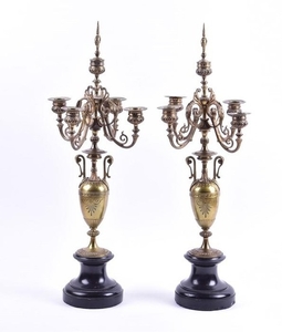 A pair of late 19th century French ormolu candelabra in the...