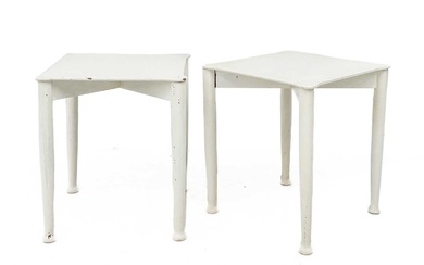 A pair of painted Hvidt & Molgaard for Portex Fritz Hansen beech side tables.