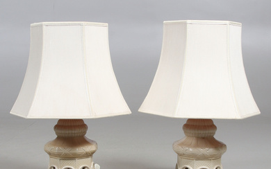 A pair of porcelain table lamps, probably Italy, end of the 20th century.