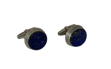 A pair of sterling silver lapis lazuli set cufflinks.Condition Report...