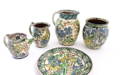 A quantity of studio pottery wares by Peter Thomas decorated...