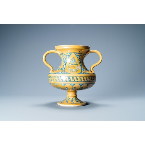 A two-handled gold-luster 'Maria' baluster vase, Deruta, Ita...