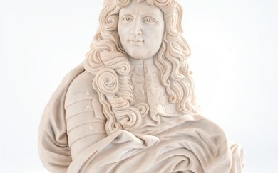 A white marble bust of a noble man