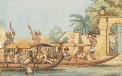 A.F., mid 19th Century, Families boating on the River Pasig, Manila