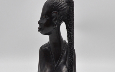 AFRICAN SCULPTURE, “WOMAN WITH BRAID”, WOOD, EARLY 20TH CENTURY.
