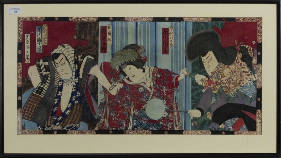 AN EARLY 20TH CENTURY JAPANESE WOODBLOCK PRINT TRIPTYCH