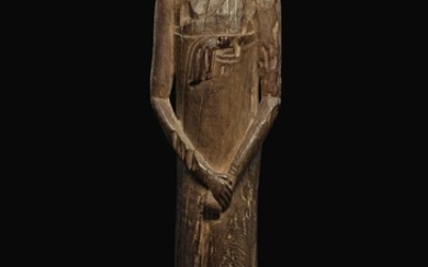 AN EGYPTIAN WOOD FIGURE OF A MAN, SECOND PERSIAN PERIOD, 342-332 B.C.