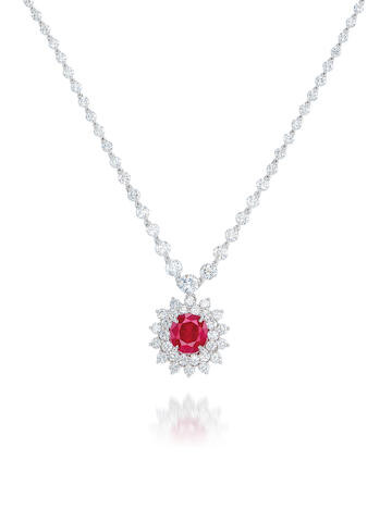 AN IMPORTANT RUBY AND DIAMOND PENDANT NECKLACE