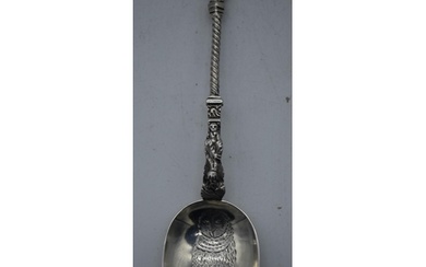AN UNUSUAL VICTORIAN SILVER APOSTLE SPOON engraved with an o...