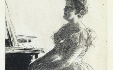 ANDERS ZORN At the Piano. Etching and drypoint, 1900. 200x148 mm; 7 7/8x5...