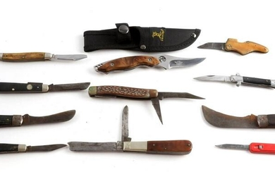 ASSORTED POCKET KNIFE & FIXED BLADE LOT OF 11