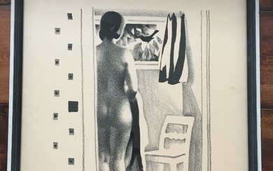Aage Sikker-Hansen: Composition with woman. Signed in the print Sikker Hansen. Offset print on paper. 59.5×45 cm.