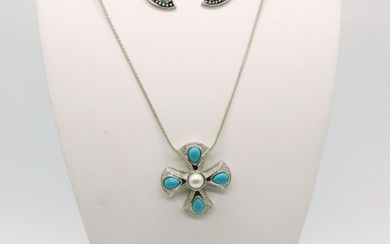 Affinity Turquoise Pearl Cross Set 925 (3)