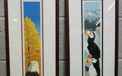 After D. Catotti, Puffin II; and Autumn Eagle, a pair of limited edition prints, 48cm x 9cm