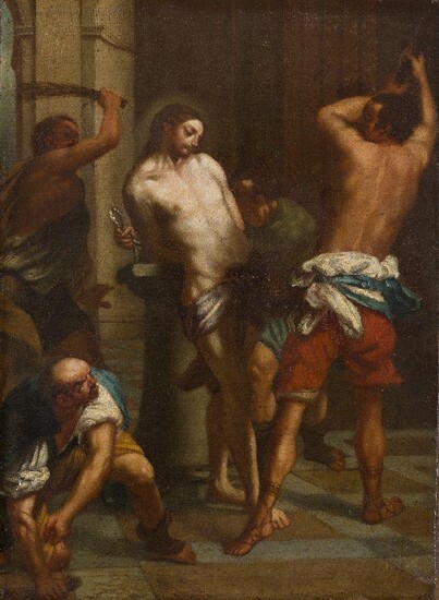 After Marco Benefial, Italian 1684-1764- The flagellation of Christ; oil on canvas, 41.4 x 30.2 cm., (unframed). Provenance: Private Collection, UK. Note: The present work is a mid 18th-century copy after Benefial's composition in the Chiesa delle...