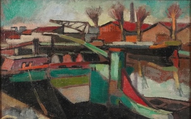 Albert Flocon - Abstract composition, canal scene, German sc...