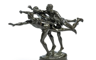 Alfred Boucher (French, 1850-1934) Groupe en bronze représentant 'Au But', vers 1900