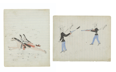 American School (Late 19th Century), An Arapaho Ledger Drawing