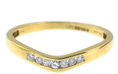 An 18ct gold diamond chevron ring.Total diamond weight...