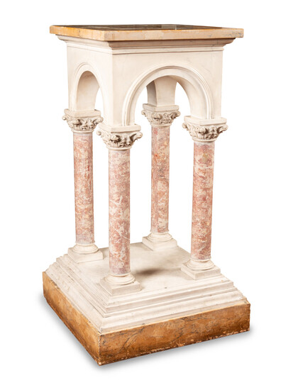 An Italian Scagliola Pedestal with Columnar Supports
