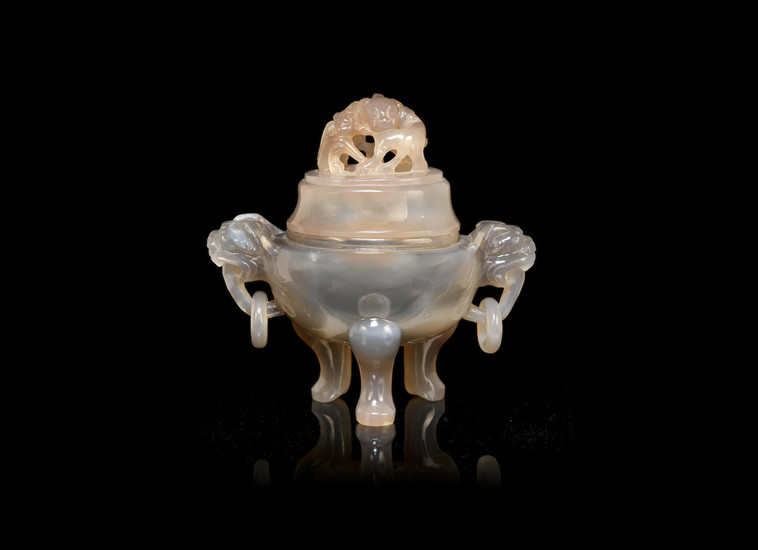 An agate incense burner and cover and an agate dish