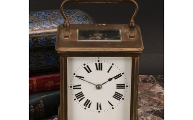 An early 20th century lacquered brass carriage clock, 6.5cm ...