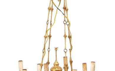 An eight-light gilt bronze chandelier. Late 19th century. Later electrified. H. 70 cm. Diam. 52 cm.