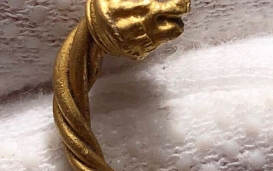 Ancient Greek, Hellenistic Gold Luxury Zoomorphic Earring with a Head of Lion in a Fascinating Style!