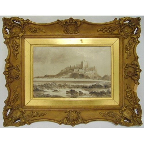 Anthony Graham framed oil on panel of Bamburgh Castle signed...