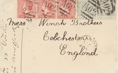 Antigua 1887 (8 Mar.) envelope to Colchester franked with U.P.U. rate of 4d. made up of 1d. la...