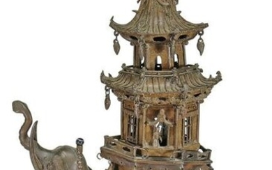 Antique Asian elephant bronze sculpture