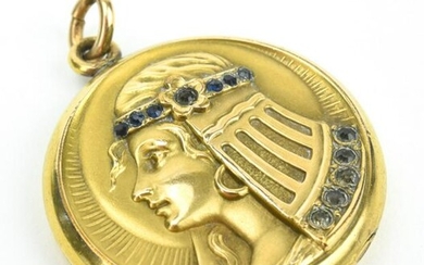 Antique C1900 Egyptian Revival Gold Locket Pendant