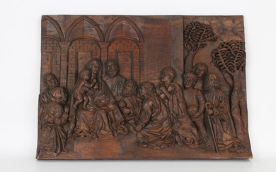 Antique Carved Wood European Nativity Scene