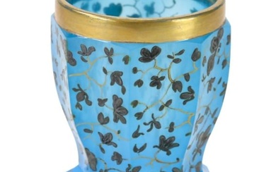 Antique French Blue Opaline Glass Vanity Vase
