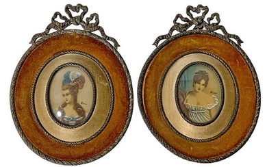 Antique French Pair of Miniature Paintings