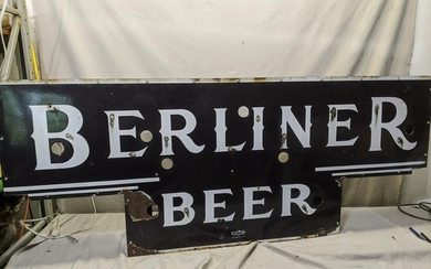 Antique Large Porcelain Neon Sign Berliner Beer