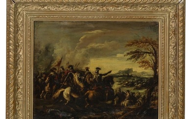 Antique Old Master Style Battle Scene Oil Painting