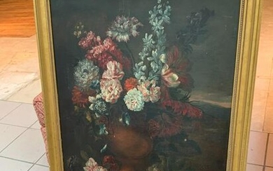 Antique Still Life of Flowers, Oil on Canvas