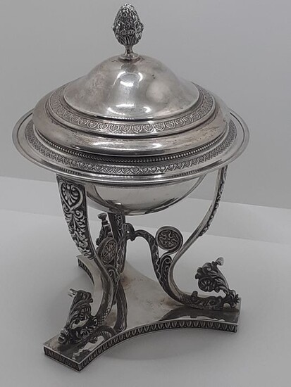 Antique empire style sugar bowl silver 800 (1) - .800 silver - Italy - Early 20th century