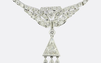 Art Deco 3.90 Carat Diamond Cluster Necklace