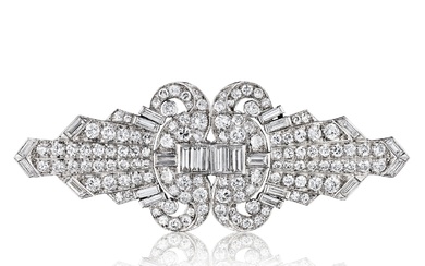 Art Deco Diamond Double-Clip Brooch