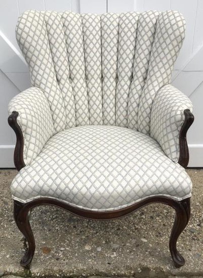 Art Deco Fan Back Upholstered Berger Style Chair