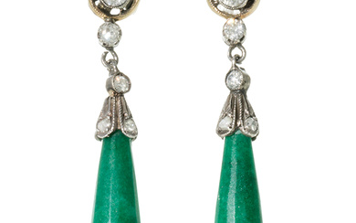 Art Deco earrings with jade and diamonds