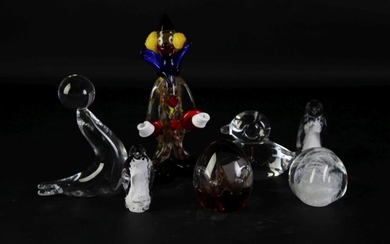 Art Glass Figure of a Clown (height 18cm) together with other Crystal & Glass incl. Paperweights