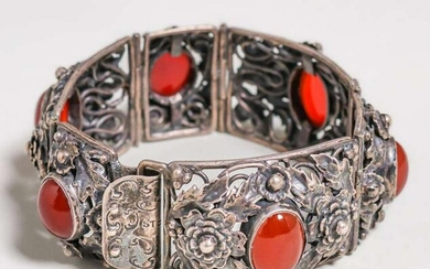 Arts & Crafts Sterling Silver Carnelian Bracelet c1910
