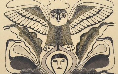 Ashevak, Kenojuak - The owl surveys all - 1983