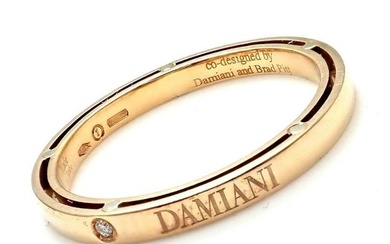 Authentic Damiani Brad Pitt 18k Yellow Gold Diamond 3mm Band Ring Sz 10