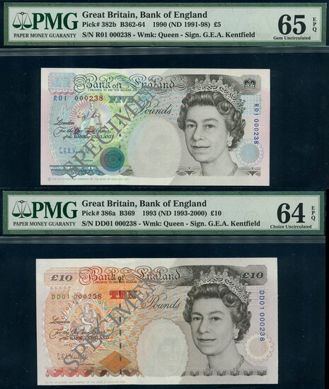 Bank of England, Kentfield, Salmon, a tri of first runs with serial number 000238 (3), (EPM B36...
