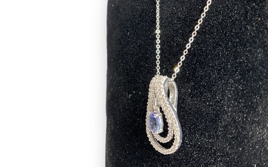 Beautiful Silver and Tanzanite Necklace Stamped "Chrysos"