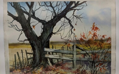 Berta Sherwood Watercolor Painting of Old Tree